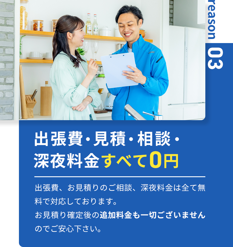 出張費・見積・相談・深夜料金すべて0円